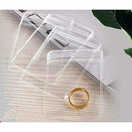 

JINGYANG 100pcs Clear PVC Transparent Zip Lock Jewelry Bag Small Size Dust Proof Airtight Pouch Plastic Zipper Self Seal Packing Organizer Storage Bags for Rings Earrings Bracelet