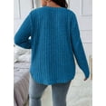 thumbnail image 3 of Women'S Plus Size Casual Knitted V-Neck Long Sleeve Sweater Blue 5XL, 3 of 6