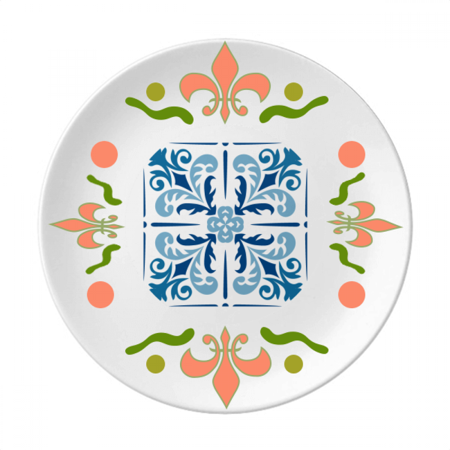 

Blue Morocco Decorative Flower Ilustration Flower Ceramics Plate Tableware Dinner Dish