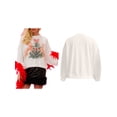 thumbnail image 2 of FOCUSNORM Pull de Noël Ample pour Femmes Imprimé Lettre Strass Manches Longues Col Rond Sweat-Shirt, 2 of 7