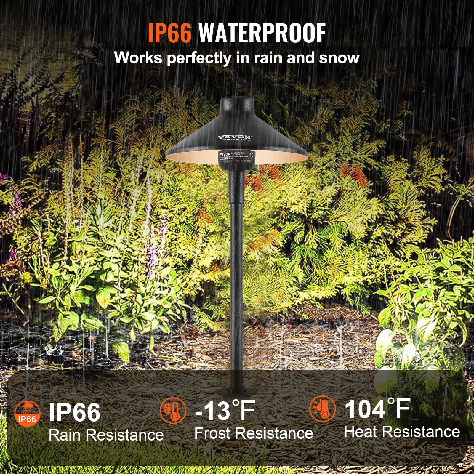 VEVOR 8 Pack Low Voltage Landscape Path Lights, 3W 210LM 12V-24VAC/DC Outdoor LED Pathway Lighting, 3000K Warm White Walkway Lights with Quick Connectors, IP66 Waterproof for Yard Garden Sidewalk