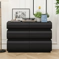 thumbnail image 3 of Modern 6-Drawer Dresser with No-Handle Sliding Design, Black MDF Chest for Bedroom/Living Room Storage - Reinforced Rails & Anti-Tip Safety, 3 of 9