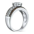 thumbnail image 2 of Bling Jewelry Womens 3ct CZ Two Tone Brown Solitaire Engagement Ring Pave Band, 2 of 6