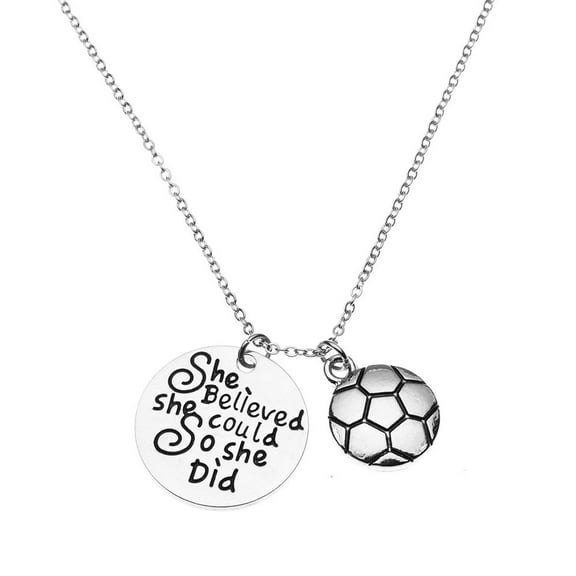 Soccer Necklace, Soccer Jewelry - She Believed She Could So She Did Pendant - Soccer Player Gifts
