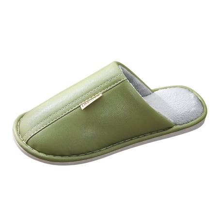 

Slippers for Women Women Slippers Home Thermal Cotton Slippers Winter Waterproof Leisure Home Shoes Womens Slippers Pu Green 40