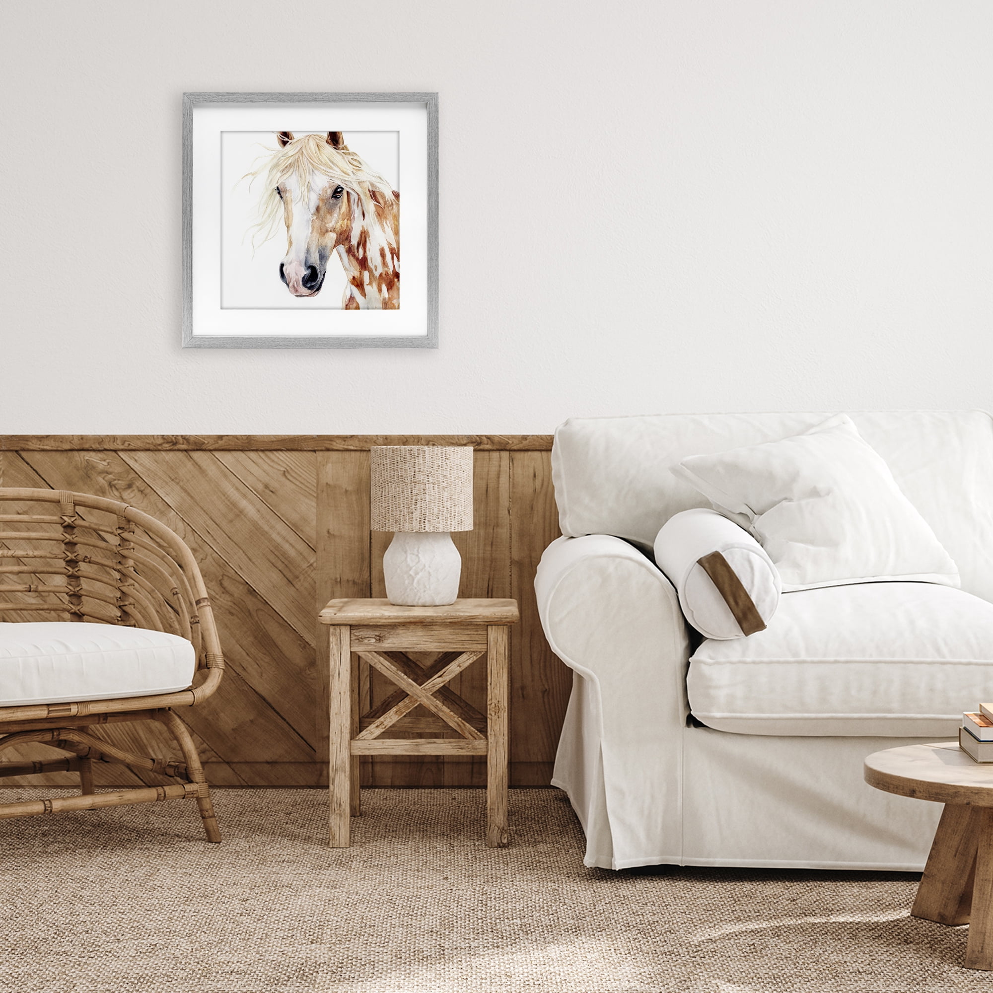 Stupell Industries Majestic Mane Spotted Horse Gray Framed Print Under Glass, design by Svetlana Aleynikova