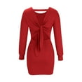 thumbnail image 5 of BangWanChi Red Dresses for Women Women's Casual Fashion Solid Color Flowing Skirt Sexy Hip Wrap Skirt, 5 of 6