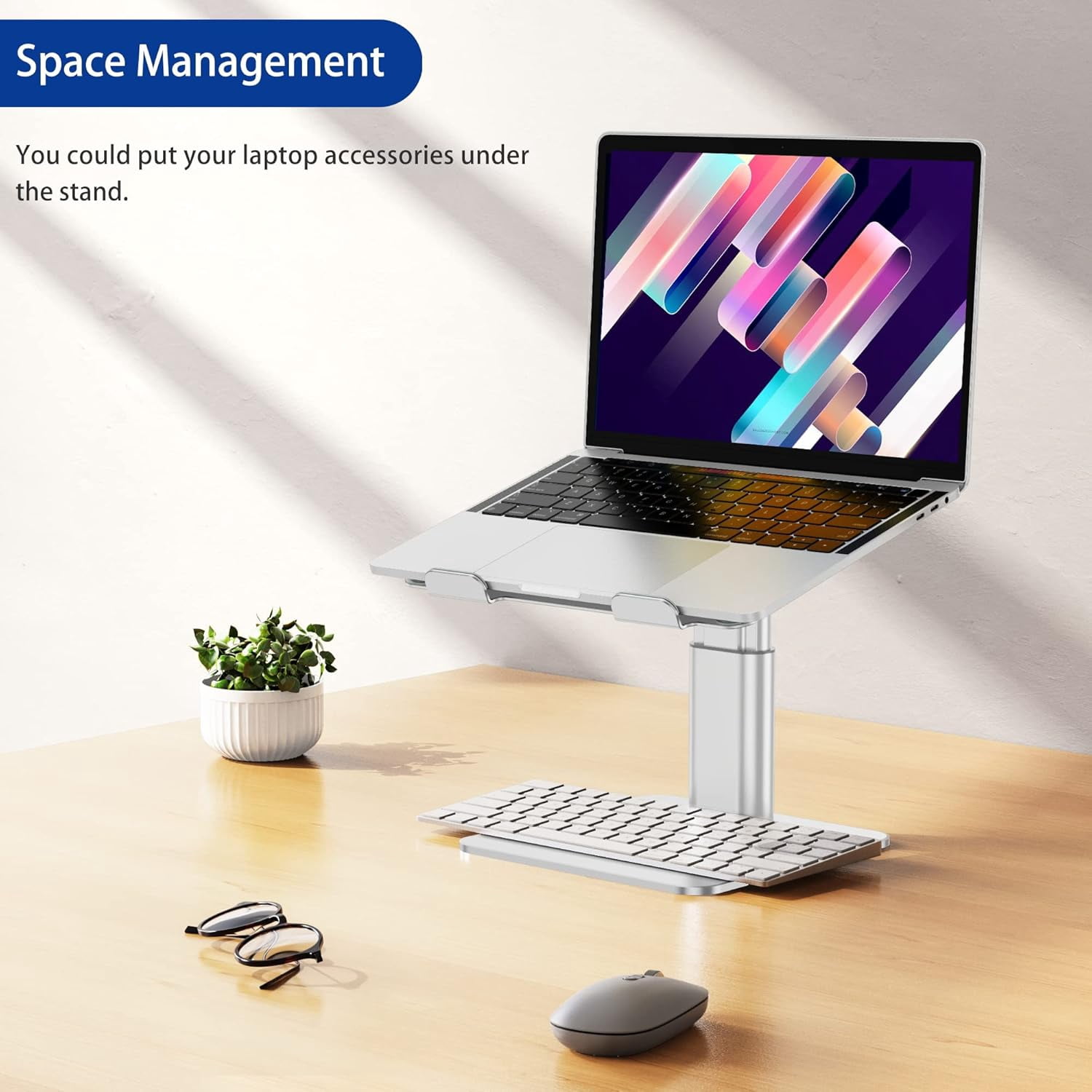 LSX6N Laptop Stand, Ergonomic Adjustable Notebook Riser Holder, Computer Stand Compatible with Air, Pro, Dell, HP, Lenovo More 10-15.6" Laptops, Black