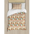 thumbnail image 1 of Colorful Twin Size Duvet Cover Set, Forest Animals and Foliage Pattern with Fox Wolf Snail and Mosquito Cartoon Jungle, Decorative 2 Piece Bedding Set with 1 Pillow Sham, Multicolor, by Ambesonne, 1 of 3