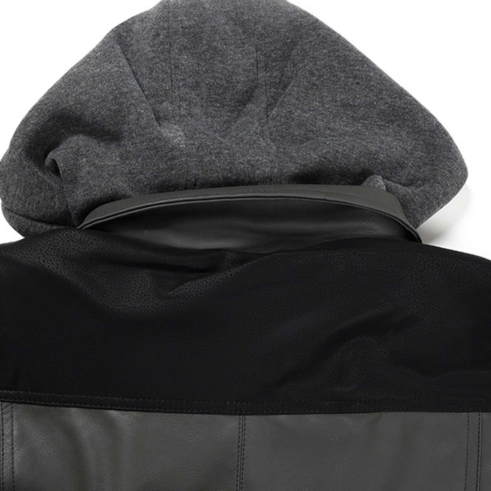 Yanghang Hooded Men's Solid Color Leather Jacket Fashionable Leather Long Sleeved Hooded Leather Jacket