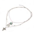 thumbnail image 1 of Collier Turquoise Superposé Collier Croix Argent Chaîne Réglable Bijoux pour Femmes, 1 of 5