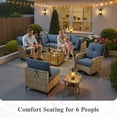 thumbnail image 2 of Ovios 8 Pieces Patio Furniture Outdoor Conversation Set Rattan Wicker Outside Sectional Sofa with Swivel Chairs & Solar Light Table, Denim Blue, 2 of 9