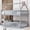 Gray 34E, variant on Twin over Twin House Bunk Bed with Fence and Door, Gray - Solid Wood and MDF Bunk Bed Frame for Bedroom, 77L x 41.7W x 69.8H Inches