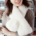 thumbnail image 3 of Winter Faux Fur Warm Furry Pull Through Scarf Neck Warmer Cross Loophole Collar, 3 of 19