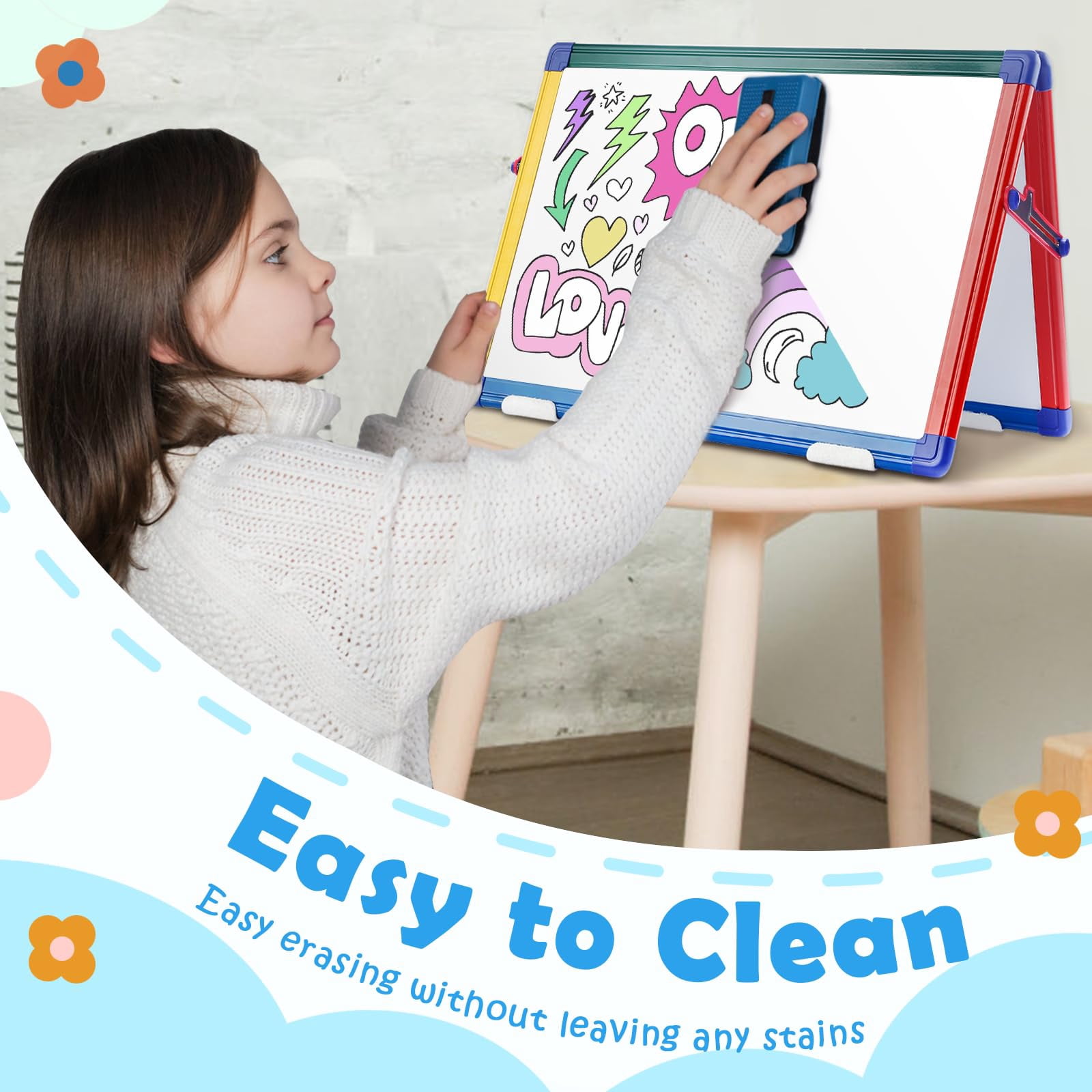 SWANCROWN Magnetic Double-sided Whiteboard Easel