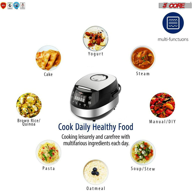 5 Core 5.3Qt Asian Rice Cooker Digital Programmable 15-in-1