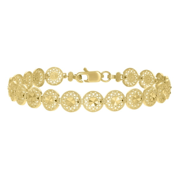 10k Yellow Gold Womens Round Link Bracelet Size 7 Inches for Women