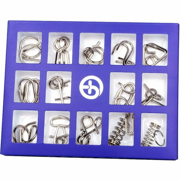 CNKOO Metal Puzzle Untie Ring Buckle Iron Link Unlock Interlock Game Sets of 15