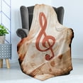 thumbnail image 4 of Music Soft Flannel Fleece Throw Blanket, Grunge Design Abstract Notes Melody Art, Cozy Plush for Indoor and Outdoor Use, 60" x 80", Champagne Burnt Sienna, by Ambesonne, 4 of 5
