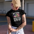 thumbnail image 2 of Distressed Veteran of the United States Army feat. US Flag & Soldier, Veterans Day, Navy Blue T-Shirt, Small, 2 of 5