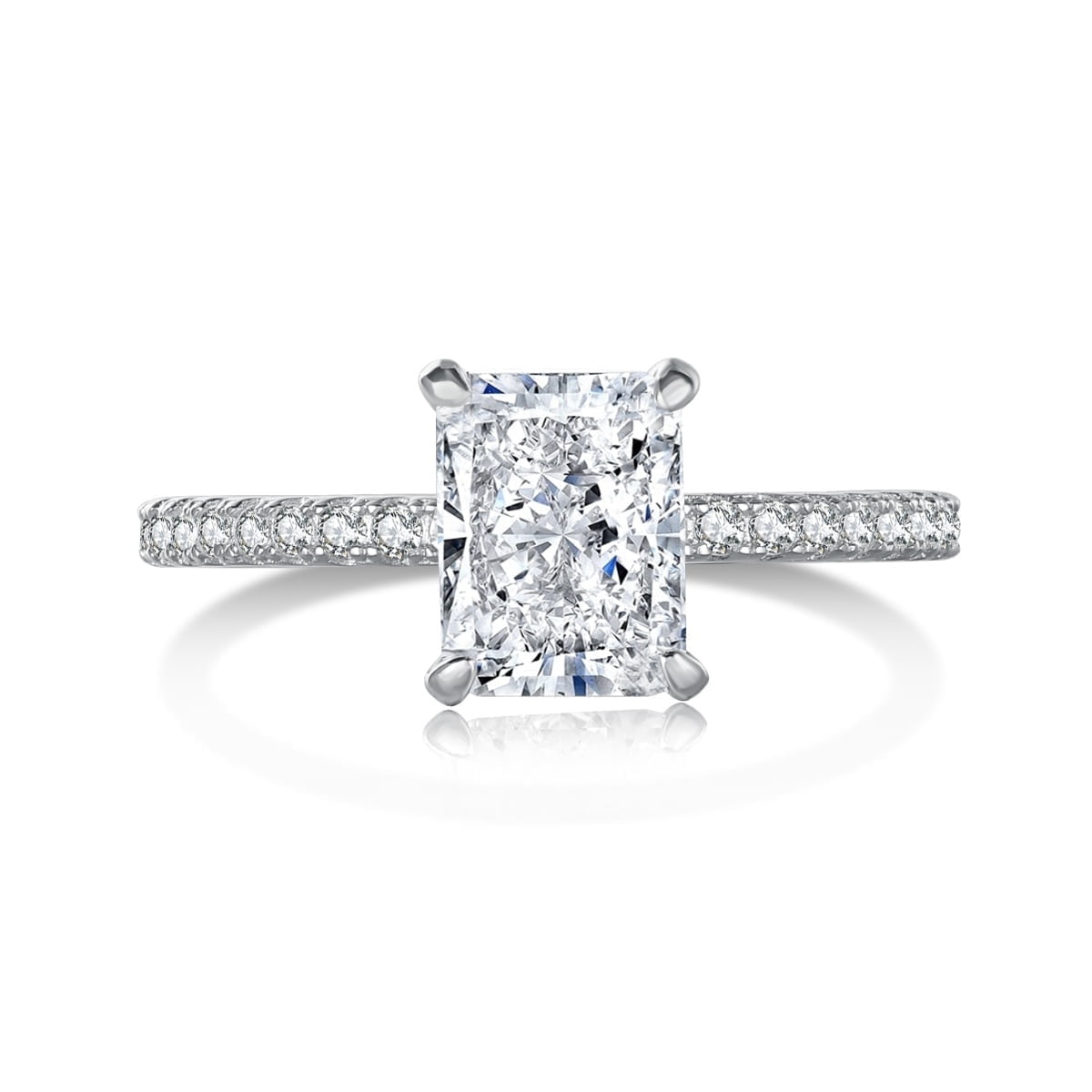 Flydeer 2ct Radiant Cut Engagement Rings for Women 925 Sterling Silver Wedding Rings for Her 925 Sterling Silver 8A CZ Size 7