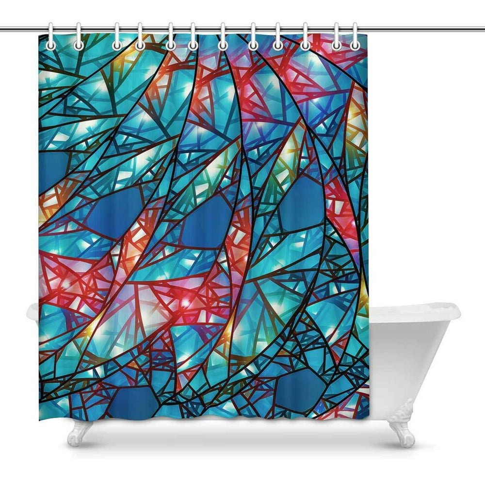 MKHERT Modern Colorful Glowing Stained Glass Abstract Background House