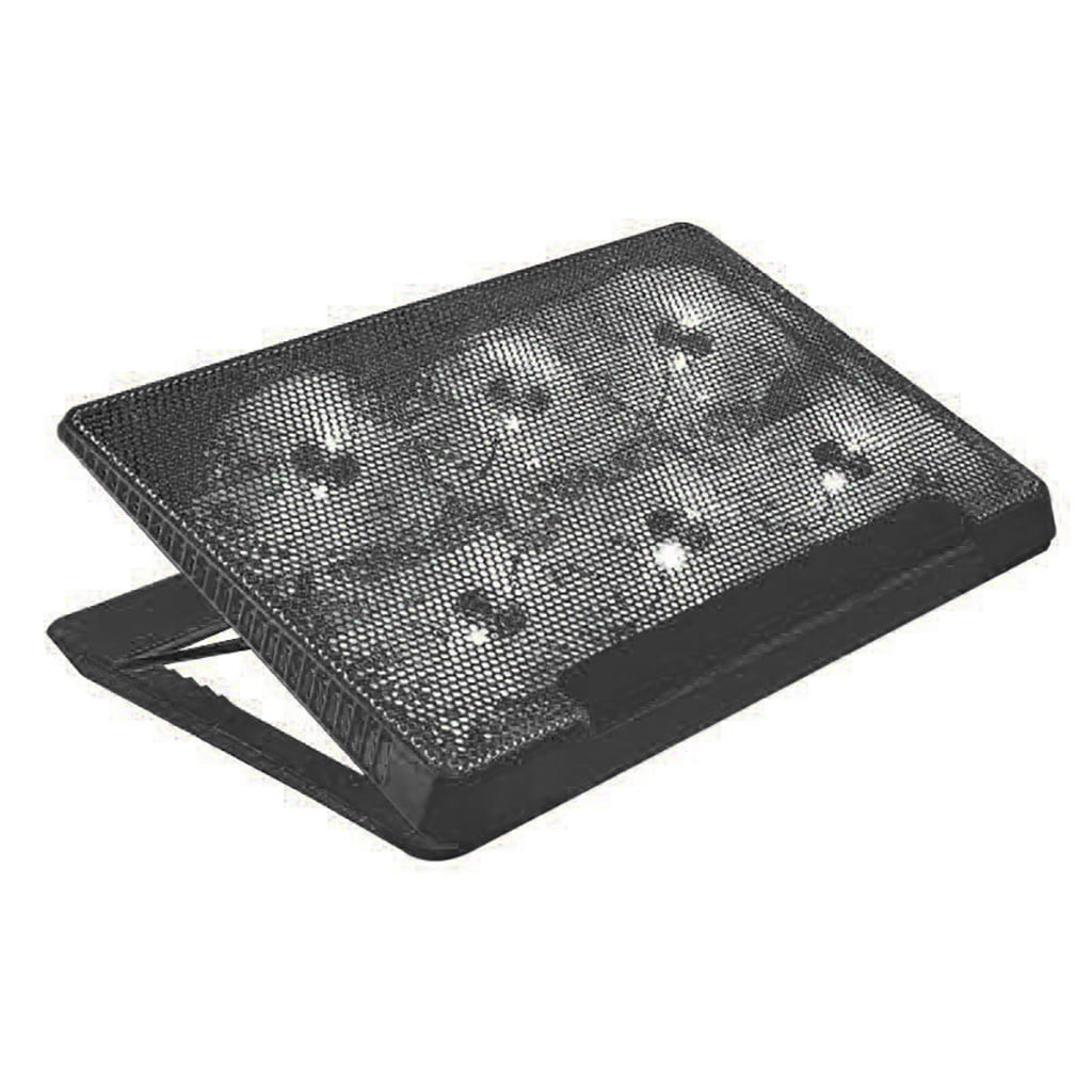 Black Laptop Cooling Pad Notebook Stand With 6 Fans Usb Powered Adjustable Height Dual Usb Ports 17.32X11.42X1.38In