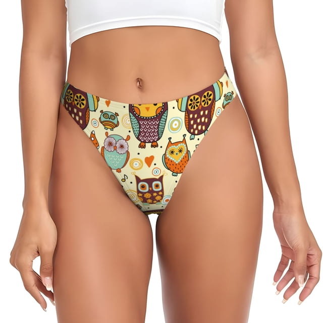 Fotbe Cute Owls Tanga Sin Costuras para Mujer con Estampado – Panties Invisibles, Transpirables y Cómodos para Uso Diario-4X-Large
