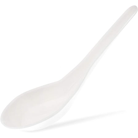 50-Pack Disposable Plastic Chinese Asian Soup Spoons For Appetizer, Ramen, Pho, 5.4 x 1.5 Inches, White
