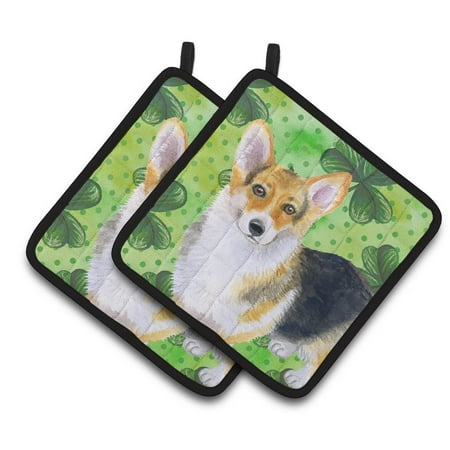 

Caroline s Treasures Pembroke Corgi St Patrick s Pair of Pot Holders