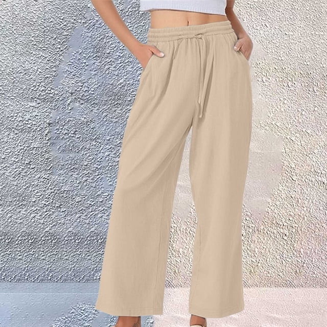 Wide Leg Pants Woman, Pure Cotton and Baggy Elastic with Pockets