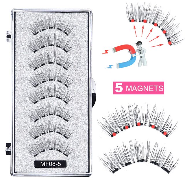 uds/2 pares de pestañas magnéticas con 5 imanes, pestañas postizas de visón 3D hechas a mano reutilizables naturales con pinzas magnéticas Tan Jianjun unisex