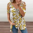 thumbnail image 2 of Teacher Pencils Womens Summer V Neck Zipper Top Short Sleeve T Shirt Off Shoulder Top Casual Classy Loose Shirts, 2 of 7