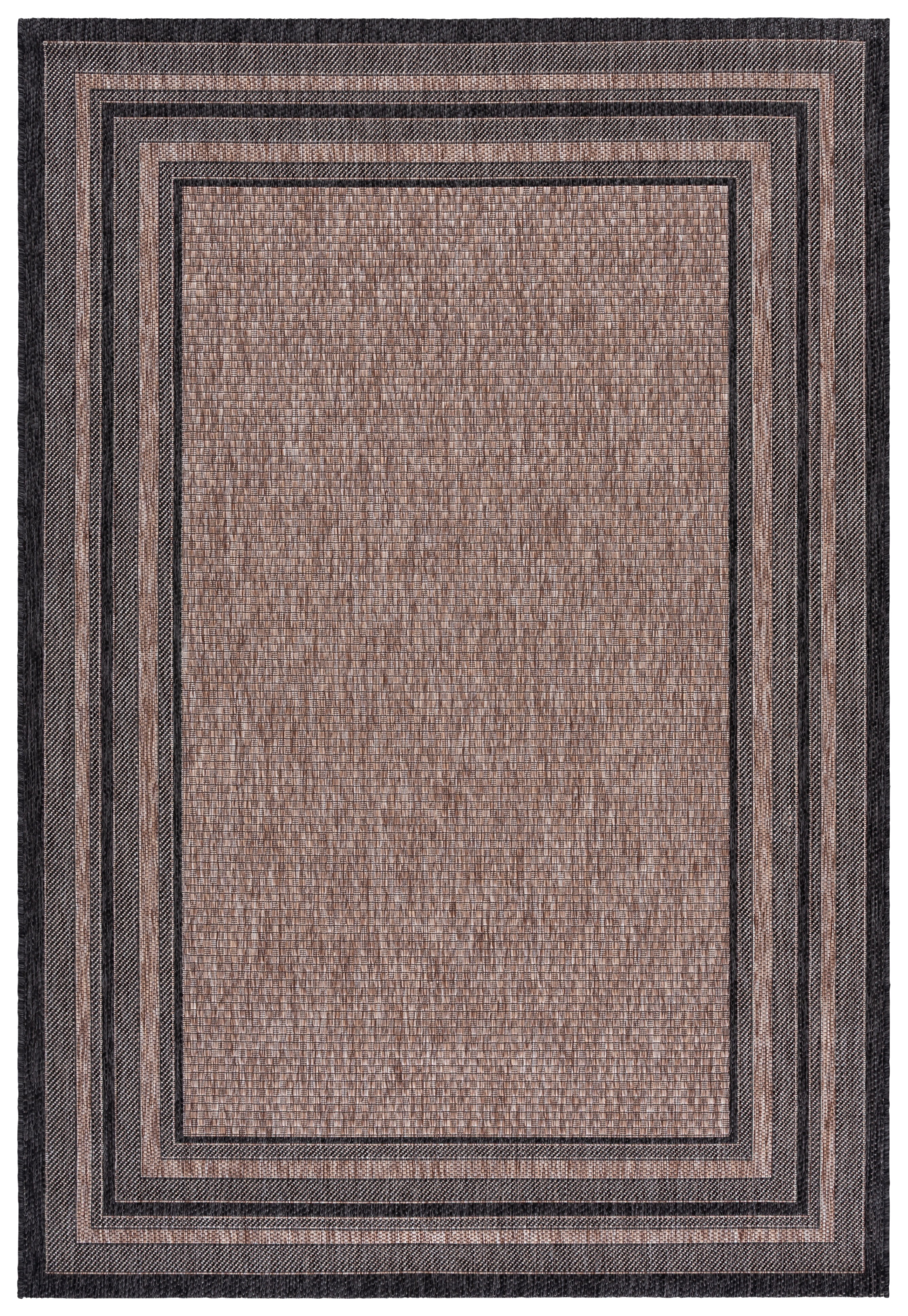 Safavieh Courtyard Ercan Bordered Indoor/Outdoor Area Rug, Natural/Black, 6' x 8'