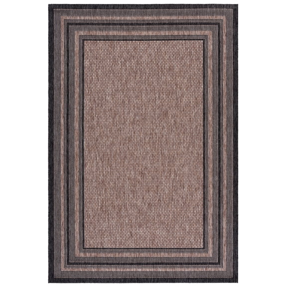 SAFAVIEH Courtyard Ercan Striped Indoor/Outdoor Area Rug, 5'3" x 7'7", Natural/Black
