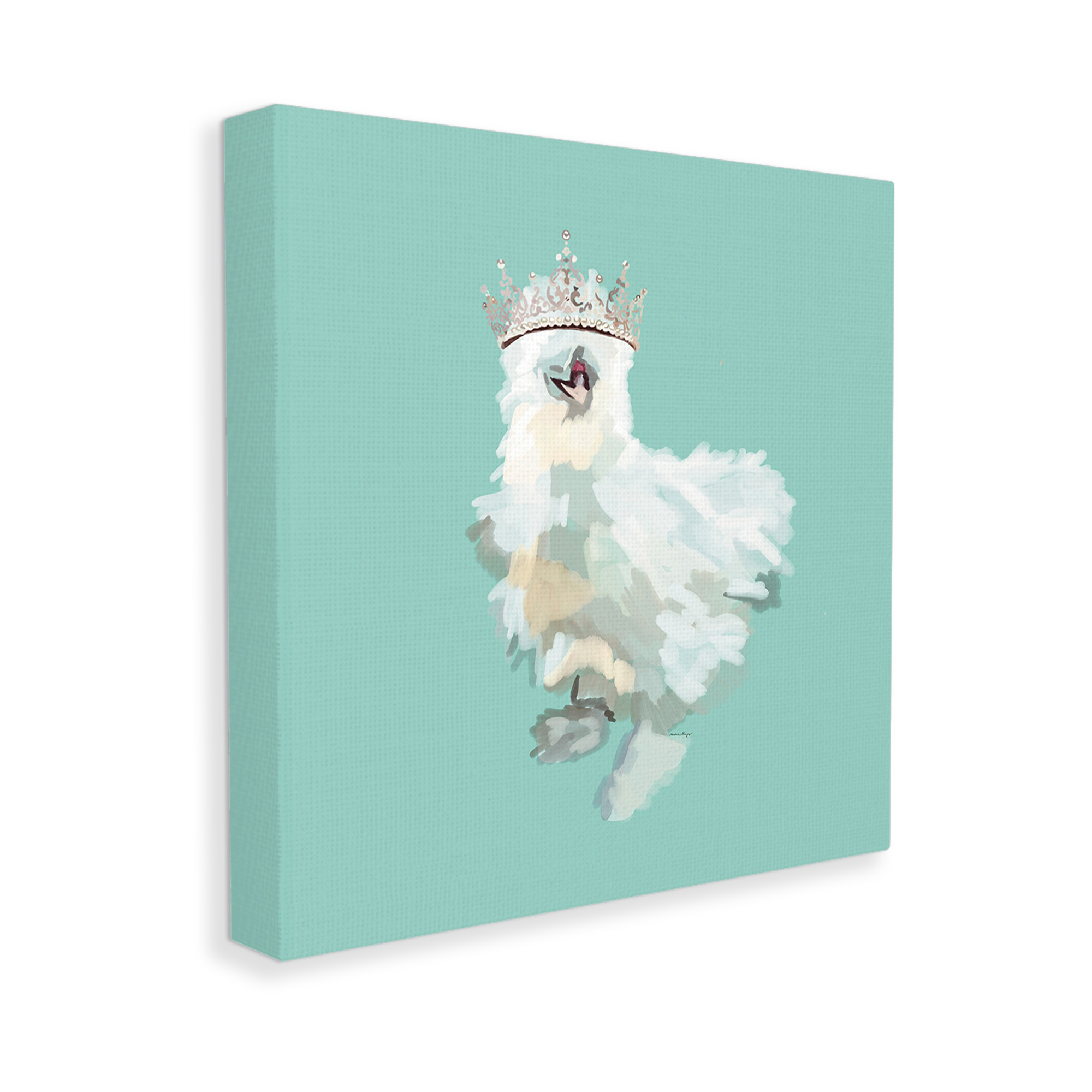 Stupell Industries Silkie Chicken in Crown Animals & Insects Painting Gallery Wrapped Canvas Art Print Wall Art, 30 x 30