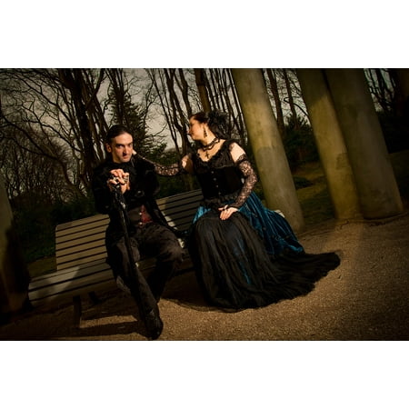 - Peel-n-Stick Poster of Gothic Beautiful Casal Serene Poetry Pose Art Poster 24x16 Adhesive Sticker Poster Print