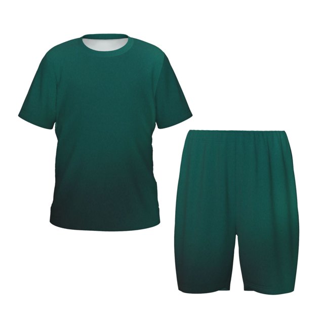 Balery Dark teal green Conjunto de Pijama Infantil de Manga Corta con Estampado – Ropa de Dormir de Algodón Suave-4X-Large