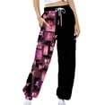 thumbnail image 3 of Bzhegqhd Women's Casual Trousers Printing Drawstring Pants Waist Long Pants Sweatpants with Pocket, 3 of 4