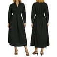 thumbnail image 3 of Elegant Women Plus Size Maxi Shirt Dress Long Sleeve Button Smocked Waist Loose Swing Long Dress with Pockets, 3 of 6