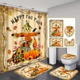 thumbnail image 2 of 4PCs Scarecrow Pumpkin Sunflower Curtain Shower Curtain Decoration,Gift Modern Home Decoration, Waterproof Shower Curtain and Toilet Floor Mat Three-Piece Set Comes with 12 Shower Curtain Hooks, 2 of 12