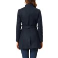 thumbnail image 4 of INSPIRE CHIC Women's Classic Stand Collar Long Sleeve Winter Belted Long Coat L Dark Blue, 4 of 8