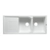 ALFI brand AB4620DI-W White 46" Double Bowl Granite Composite Kitchen Sink with Drainboard