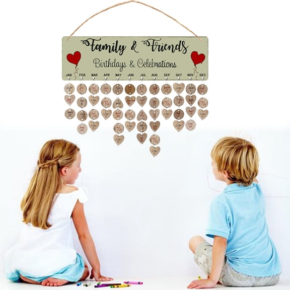 Pretyzoom Birthday Reminder Plaque Round Hanging Sign Light Yellow Wood 1 Set for Friends