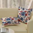 thumbnail image 4 of 4th of July Pillow Covers 18x18 Set of 2 Blue Red Flower Throw Pillows Patriotic Independence Memorial Day Decorative Pillowcase Linen Outdoor Farmhouse Floral Cushion Case for Couch Decor, 4 of 6