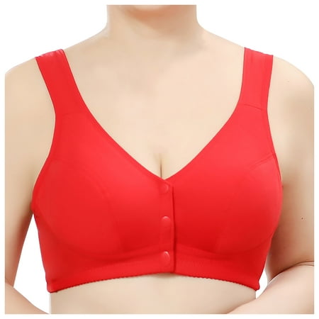 Huuilaibazoo Women s Plus Size Daisy Bra Front Closure Easy Close Sports Bras Wireless Push Up Bra Comfort Sleep Bras