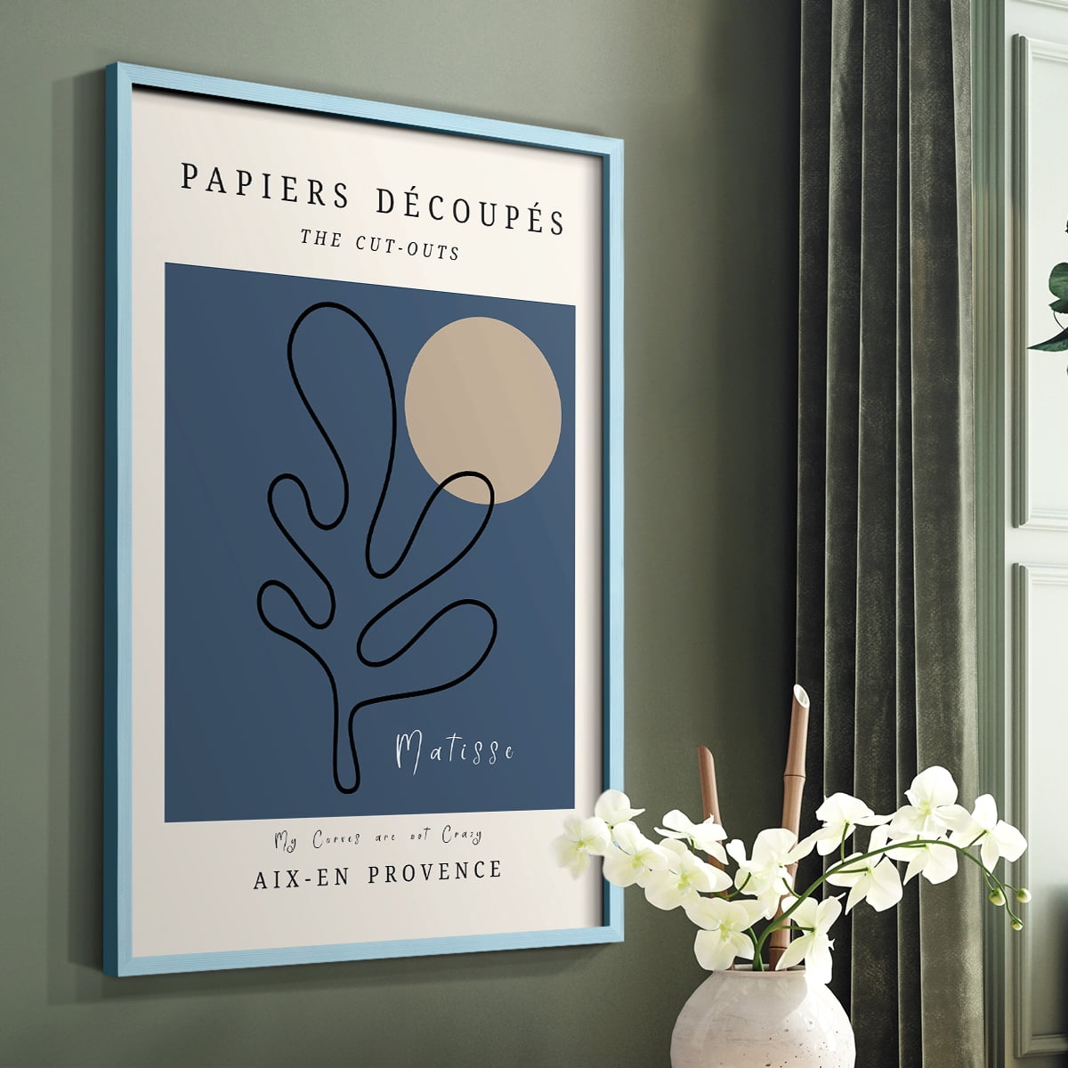 Matisse CCCLXXII in Blue Solid Wood 22 x 28 Framed Print