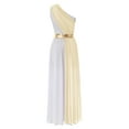 thumbnail image 4 of Eandarui Womens Halloween Ancient Greek Costume One Shoulder Vintage Trim Roman Toga Dress Champagne XXL, 4 of 6