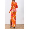thumbnail image 2 of Vestido PRETTYGARDEN Maxi Estampado Floral Manga Larga Naranja Talla L, 2 of 8