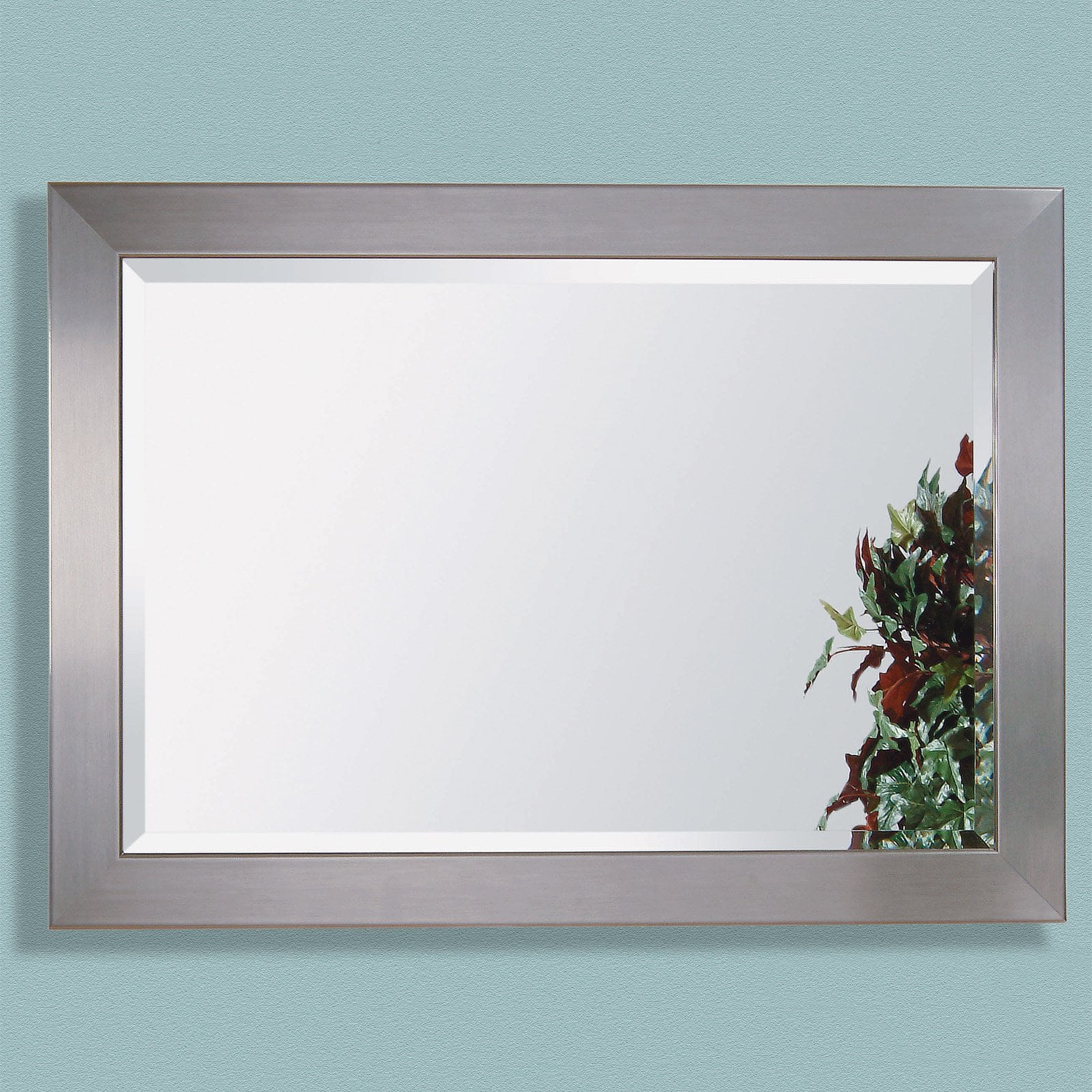 Stainless Steel Finished Wood Framed Mirror 42W x 30H in.